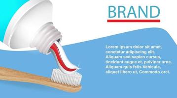 tube de dentifrice et brosse à dents. illustration vectorielle de tube réaliste, pinceau et crème sur fond blanc. vecteur