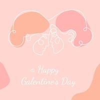 Happy galentine's day design avec deux visages de femme abstrait un portrait en ligne continue. illustration de style minimaliste moderne, adaptée aux cartes de voeux, affiches, estampes vecteur