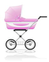 illustration vectorielle rose bébé poussette vecteur