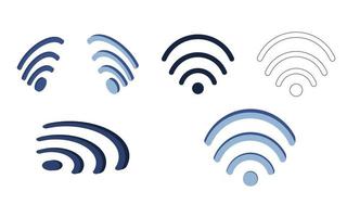 ensemble d'icônes isométriques du signal wi-fi. pictogrammes de signal sans fil présentés sous différents angles sur fond blanc. connexion internet .de couleur bleue. illustration vectorielle vecteur