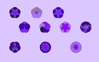 ensemble de petites fleurs violettes rondes. illustration vectorielle vecteur