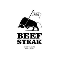 étiquette rétro vintage de steak de boeuf vecteur