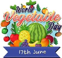bannière de la journée mondiale des légumes avec des légumes et des fruits vecteur