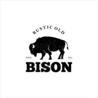 insigne vintage de silhouette de bison vecteur