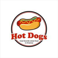 conception de logo de hot-dogs nourriture de rue populaire vecteur