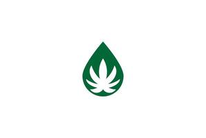 cannabis ganja marijuana feuille chanvre cbd huile goutte extrait logo conception vecteur