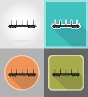 chemin de fer transport train plat icônes vector illustration