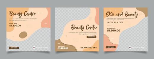 centre de beauté maquillage médias sociaux publication bannière conception de modèle de flyer carré vecteur