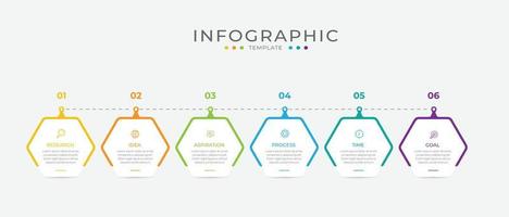 élément infographique d'entreprise avec 6 options, étapes, conception de modèle de vecteur de nombre