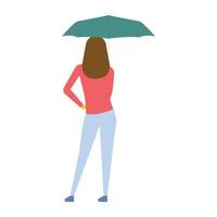 fille avec parapluie vecteur