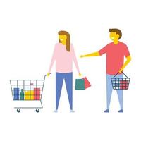 concepts de shopping en couple vecteur