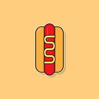 illustration d'icône de style dessin animé hot-dog vecteur