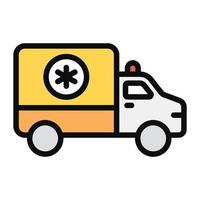 icône de transport médical, ambulance en vecteur de conception plate
