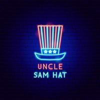 étiquette néon chapeau oncle sam vecteur