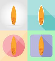 icônes plat de planche de surf vector illustration