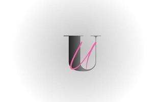 icône du logo gris rose u alphabet lettre. conception créative pour entreprise et entreprise vecteur
