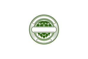 rond circulaire vieux houblon vert vintage pour vecteur de conception de logo d'étiquette de bière artisanale, de brassage ou de brasserie