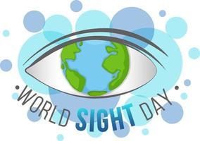 logo de mot de la journée mondiale de la vue avec un œil de terre vecteur
