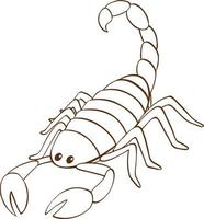 scorpion dans un style simple doodle sur fond blanc vecteur