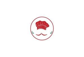 toque avec moustache chili pour vecteur de conception de logo de restaurant café