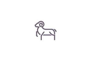 contour de ligne de mouton de chèvre minimaliste simple pour vecteur de conception de logo de zodiaque capricorne