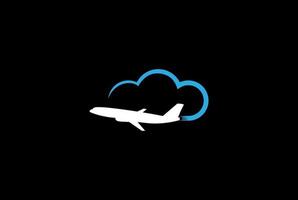 avion nuage minimaliste simple pour vecteur de conception de logo de technologie de voyage