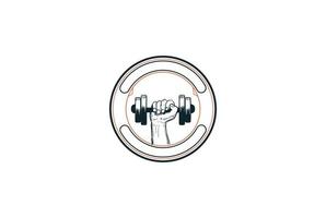 haltère de prise de main musculaire rétro vintage pour vecteur de conception de logo de club de sport fitness fitness