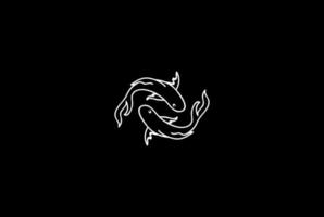 contour de ligne de poisson jumeau pour vecteur de conception de logo zodiaque poissons