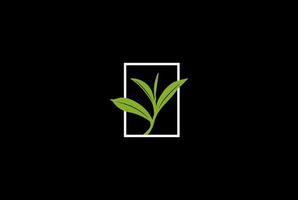 feuille de thé vert minimaliste simple laisse vecteur de conception de logo de pousse de bourgeon