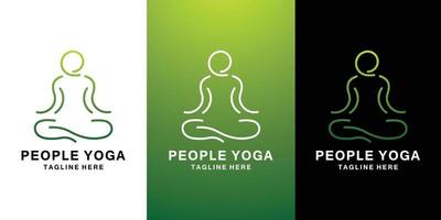 modèle de conception de logo de yoga ou de méditation de personnes vecteur