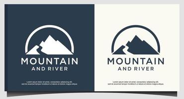 création de logo nature montagne et rivière vecteur
