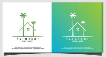 plage de vacances avec palmier et création de logo à la maison vecteur