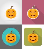 citrouille d&#39;Halloween icônes plates vector illustration