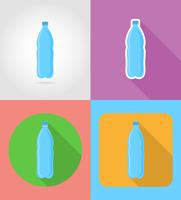 eau minérale dans une bouteille en plastique Fast-Food icônes plates avec l&#39;illustration vectorielle ombre vecteur