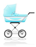 illustration vectorielle de bébé poussette bleue vecteur