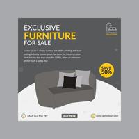 bannière de vente de meubles exclusive ou modèle de publication sur les réseaux sociaux vecteur pro