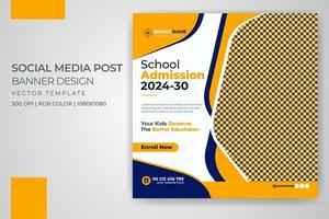 bannière d'admission à l'école conception de modèle de publication de médias sociaux téléchargement gratuit vecteur