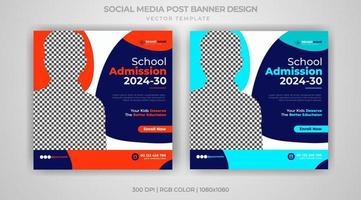 bannière d'éducation bannière d'admission post-école bannière de modèles de médias sociaux téléchargement pro vecteur