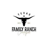 création de logo de taureau vintage country western texas longhorn vecteur