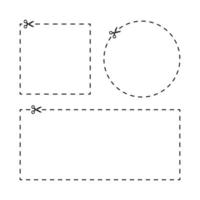 coupez ici le pack d'icônes de ligne. illustration vectorielle de ciseaux ligne de coupe symbole. Convient pour les coupons, les billets et les marqueurs de zone de recadrage. vecteur