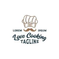 modèle de conception de logo de restaurant de chef vecteur premium, chef de cuisine, toque de chef, contour de toque