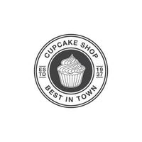 cupcake logo design template vecteur premium, boulangerie, logo de boulangerie, pain frais, boulangerie