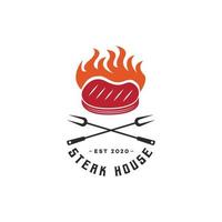 modèle de logo de barbecue, barbecue et grill, steak house, barbecue vecteur
