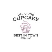 cupcake logo design template vecteur premium, boulangerie, logo de boulangerie, pain frais, boulangerie