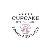 cupcake logo design template vecteur premium, boulangerie, logo de boulangerie, pain frais, boulangerie