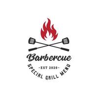 modèle de logo de barbecue, barbecue et grill, steak house, barbecue vecteur