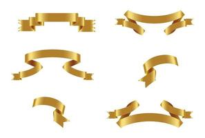 ensemble de bannières vectorielles en ruban brillant doré. collection de rubans. illustration de conception de vecteur