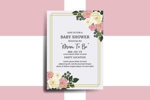 carte de voeux de douche de bébé rose mini modèle de conception de fleur rose vecteur