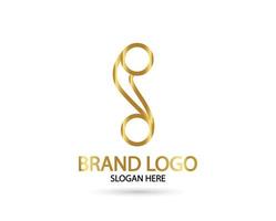 monogramme lié à la lettre s en logo doré. logo vectoriel