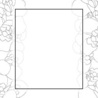 bordure de carte de bannière de contour de fleur d'iris sur fond blanc vecteur